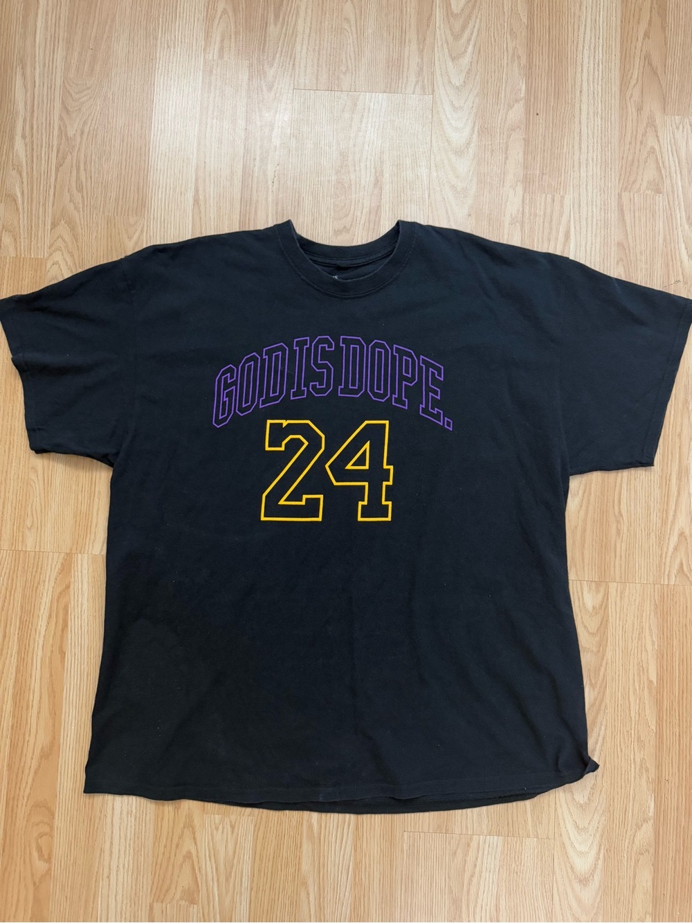 Black 'God Is Dope' 24 Graphic Tee Mamba Lakers colors Kobe number 24